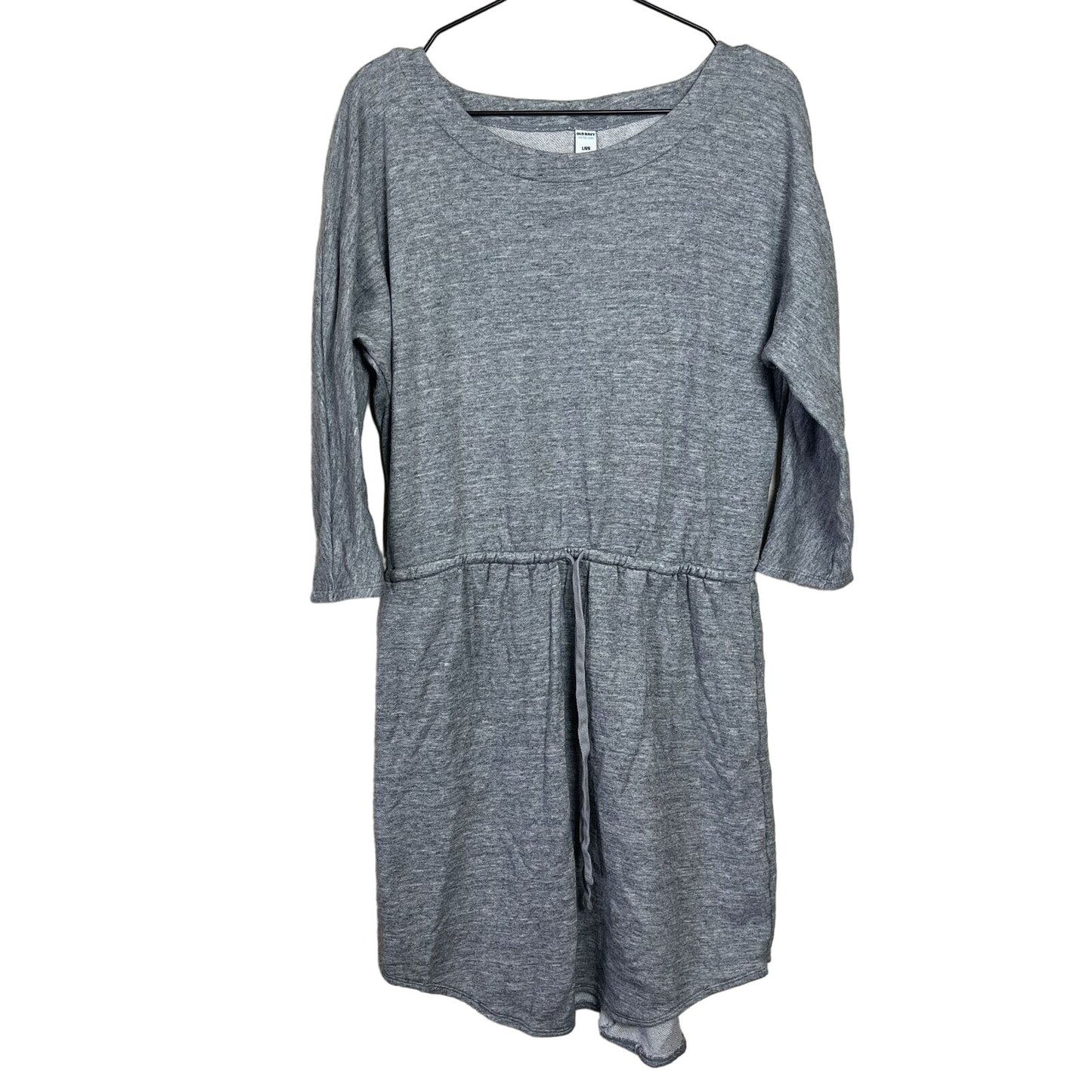 Old Navy Womens Sz L Long Sleeve Jersey Sweater Dress Gray Cinched