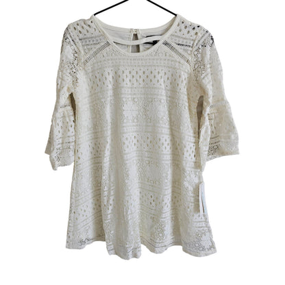 My Michelle Girls Sz 16 (XL) Above Knee Long Sleeve Ivory Lace Formal Dress