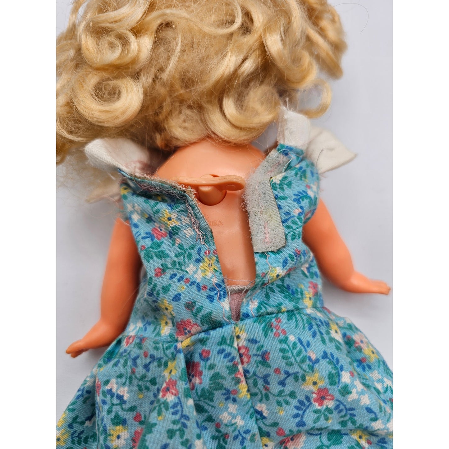 Vintage 1990s Mattel Wind Up Walking Baby Doll Blonde Hair Floral Dress