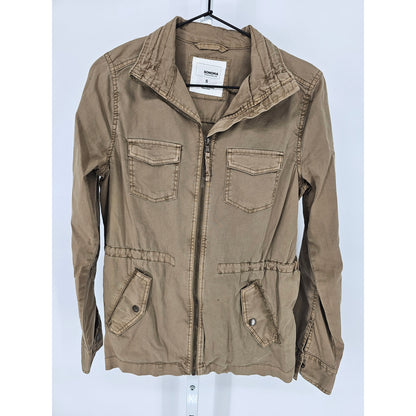 Sonoma Womens Sz S Zip Up Safari JAcket Tan W/ Pockets