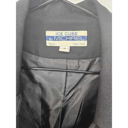 Vintage Ice Cube by Michael Womens Sz 6 Black Button Up Blazer Jacket