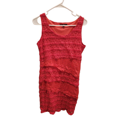Anne French Womens Sz M Lace Bodycon Knee Length Dress Red