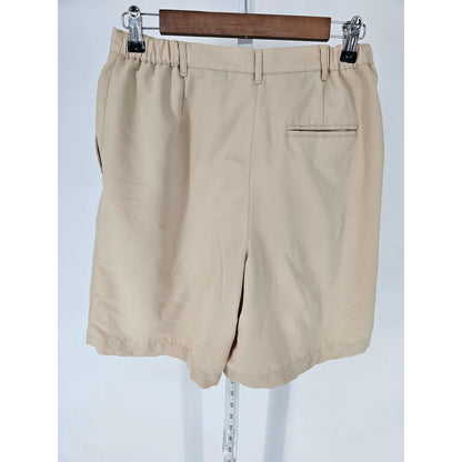 Karen Scott Sport Womens Sz 8 Pleated Front Elastic Waist Shorts Beige