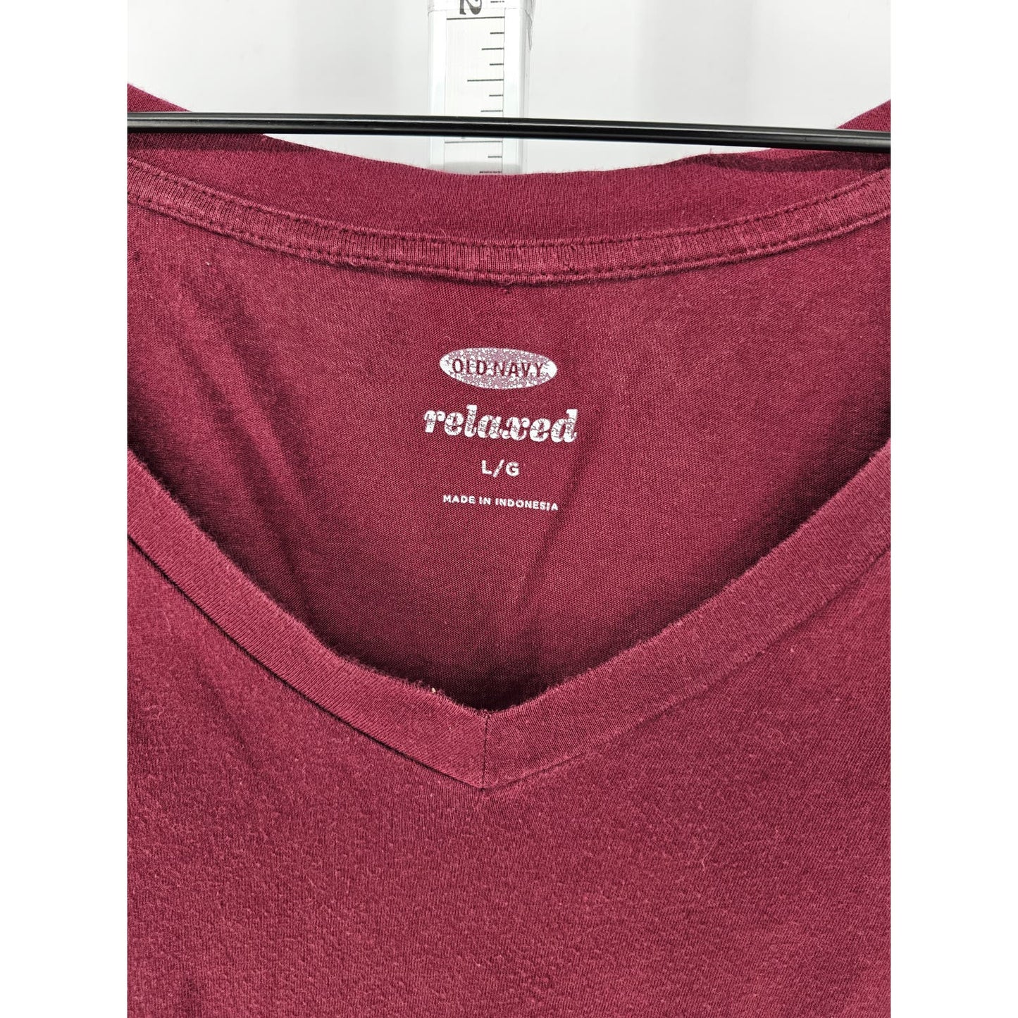 Old Navy Womens Sz L Long sleeve V Neck T Shirt Burgundy Red