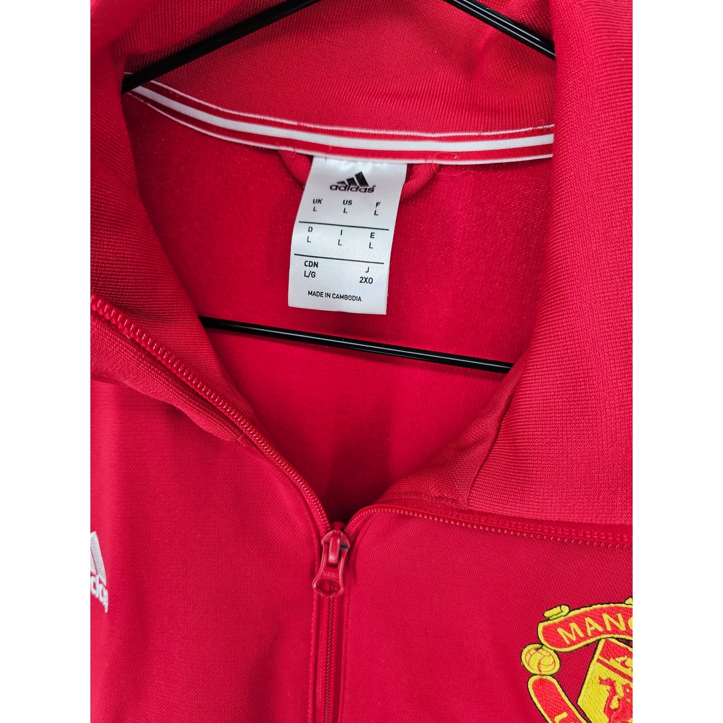 Adidas Manchester United FC Jacket Men's L Soccer Football Red Black