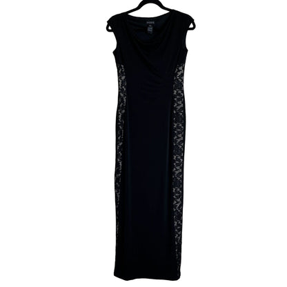 En Focus Studio Womens Sz 4 Formal Maxi Dress Black Floral Sides