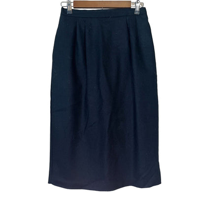 Vintage Laura Gayle Womens Sz 8 100% Wool Knee Length Pencil Skirt Black