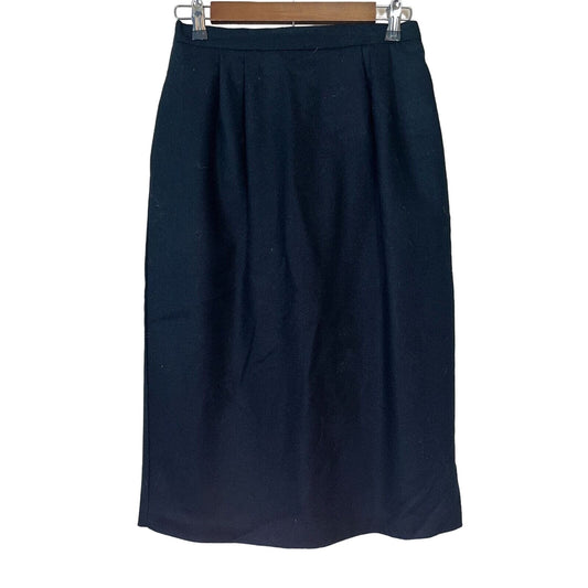 Vintage Laura Gayle Womens Sz 8 100% Wool Knee Length Pencil Skirt Black