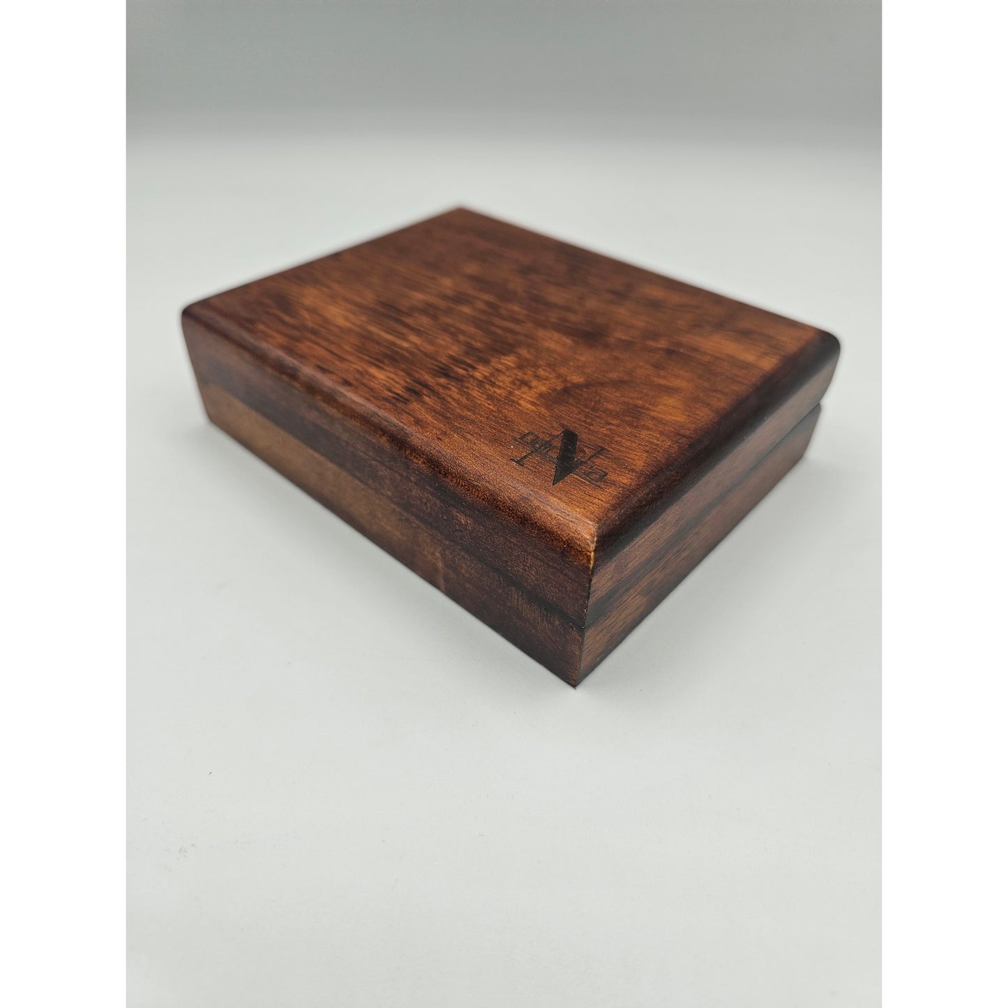 Nautica Mens Brown Wooden Wallet Box Blue Felt Lined