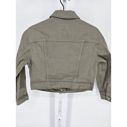 Old Navy Womens Sz XS Cropped Denim Jacket Olive Green Cotton