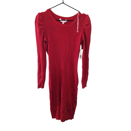 Vintage Y2K No Boundaries Juniors Sz M Ribbed Long Sleeve Dress Red NEW