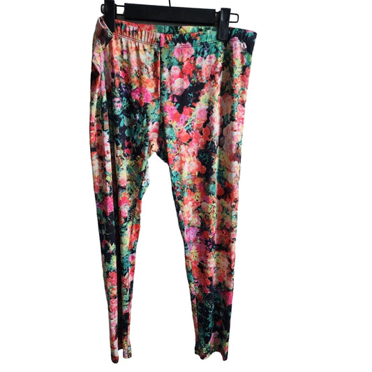 Decree Womens Sz L Pull On Leggings Colorful Floral