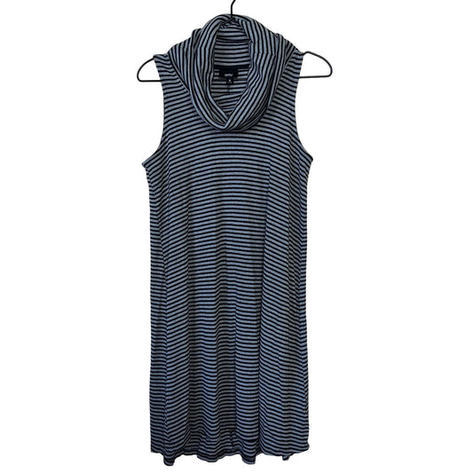 Mossimo Womens Sz S Cowl Neck Knee Length Dress Striped Black Gray