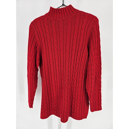 Karen Scott Womens Sz M Red Cable Knit Mock Turtleneck Sweater