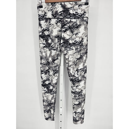 SO Juniors Sz S Hgh Waist Yoga Leggings Marbled Gray White Print