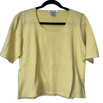 Nygard Collection Petites Womens PL Light Yellow Short Sleeve T Shirt Vtg