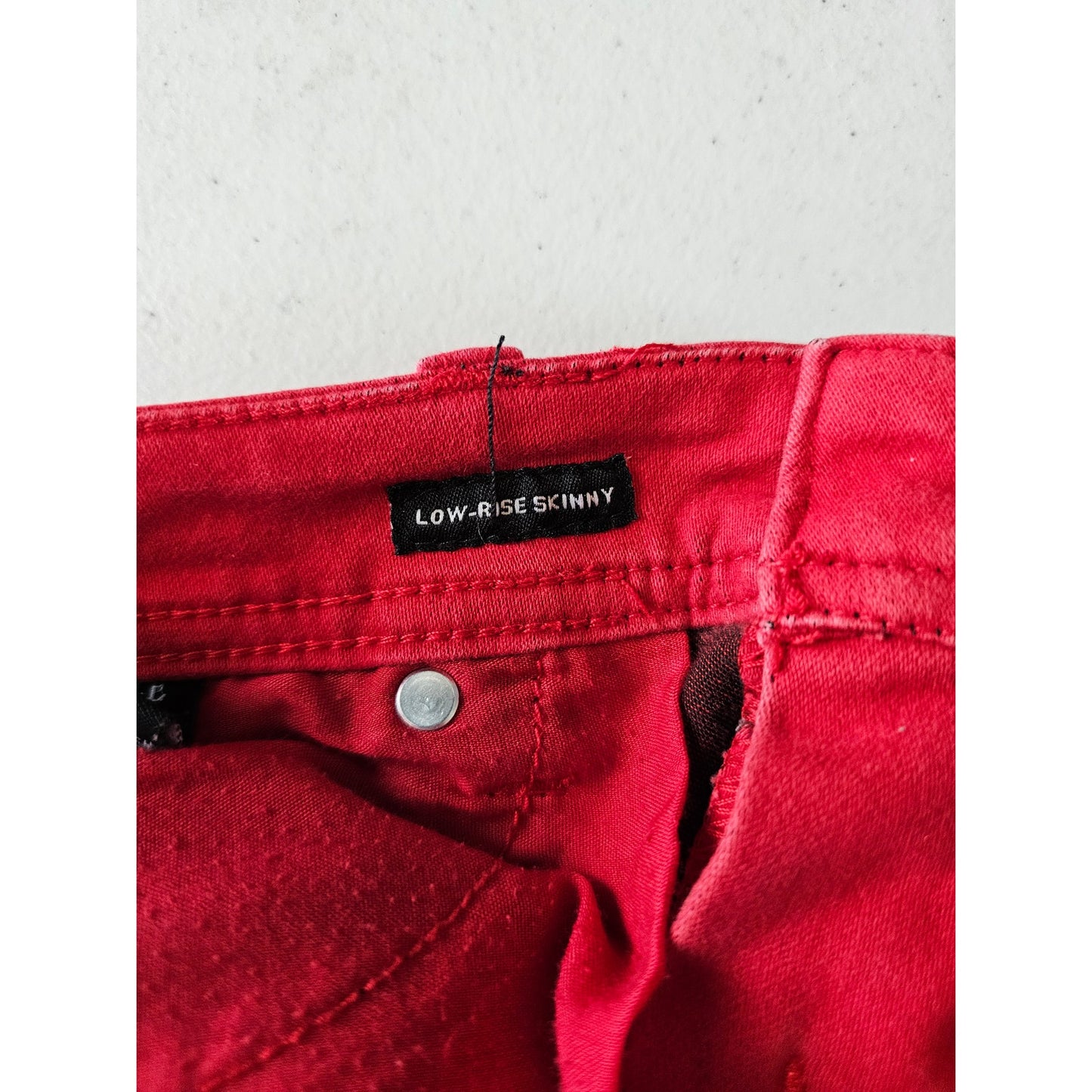 Rue 21 Juniors Sz 3 Low Rise Skinny Jeans Bright Red Y2K