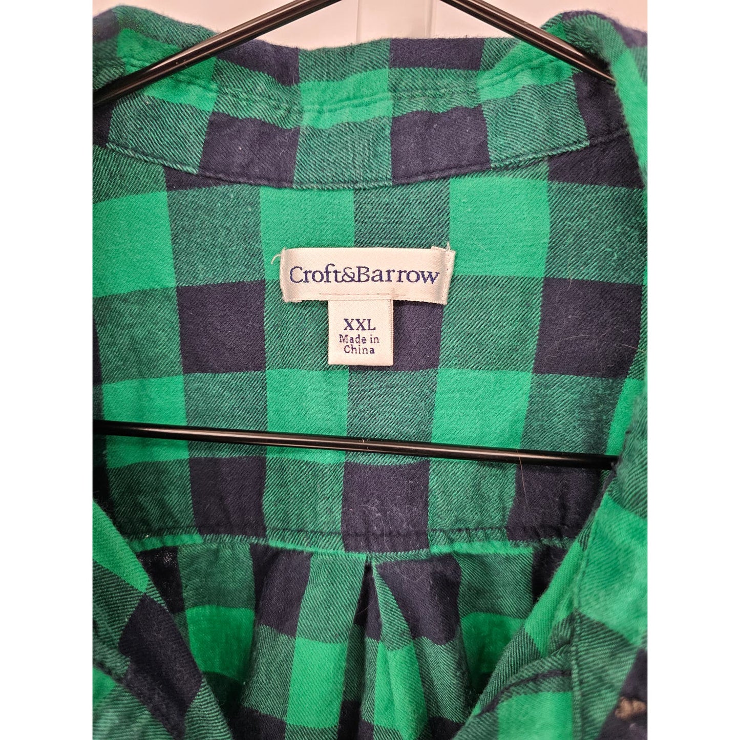 Croft & Barrow Womens Sz XXL Long Sleeve Button Up Plaid Shirt Green Black