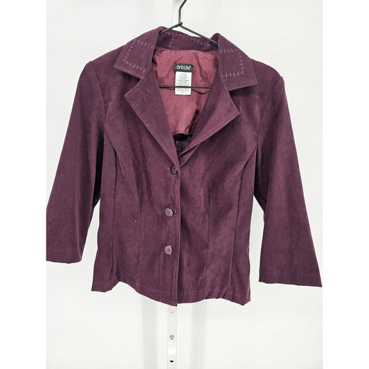 Vintage Brioche Womens Sz 8 Purple Velvet Jacket Blazer 1990s