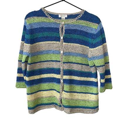 Christopher & Banks Womens Sz S Thick Knit Cardigan Sweater Striped