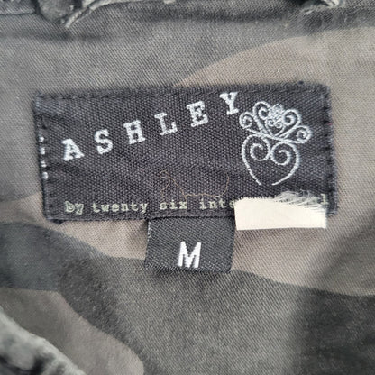 Ashley by Twenty Six Womens Sz M Zip Up Safari Style Vest Camouflage Gray