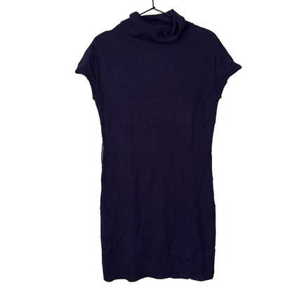 Shes Cool Womens Sz L Dark Purple Mini Dress Turtleneck Short Sleeve
