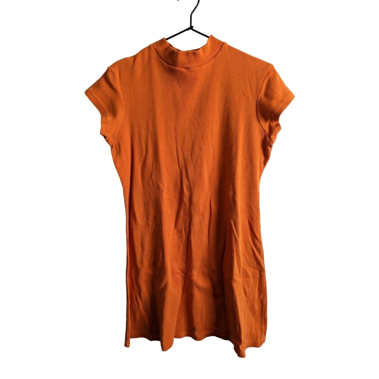 Vintage Moda International Womens Sz L Rust Orange Ribbed Short Sleeve Top