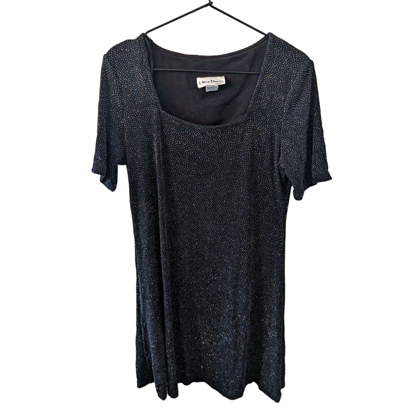 Vintage 1990s Ultra Dress New York Sz 14 Knee Length Black Glitter Dress