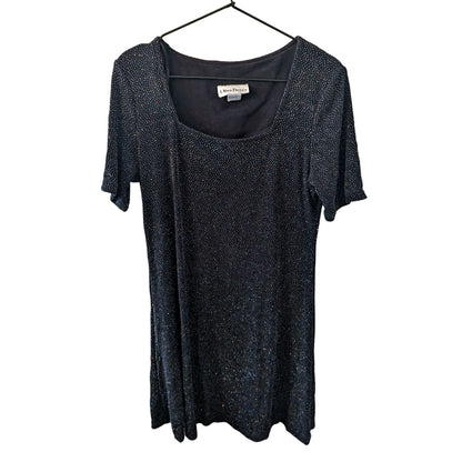 Vintage 1990s Ultra Dress New York Sz 14 Knee Length Black Glitter Dress