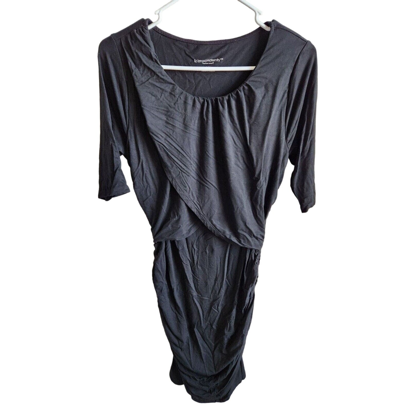 Liz Lange Maternity Womens Sz M Knee Length Solid Black Dress Short Sleeve