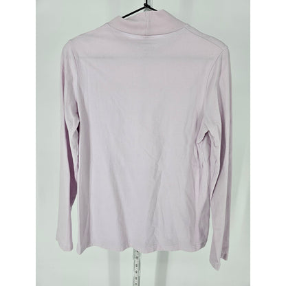 Croft & Barrow Womens Sz M Classic Tee Long Sleeve T Shirt Light Pink Mock Neck