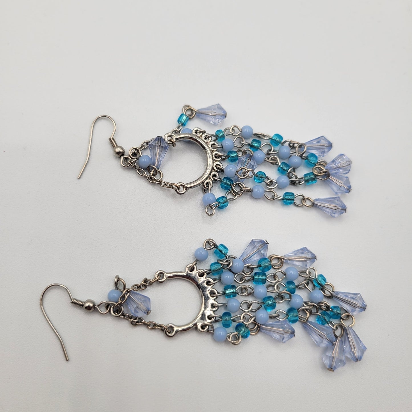 Vintage BARCS Silver TONE Amber Orange Glass CABOCHON Clip ON Earrings