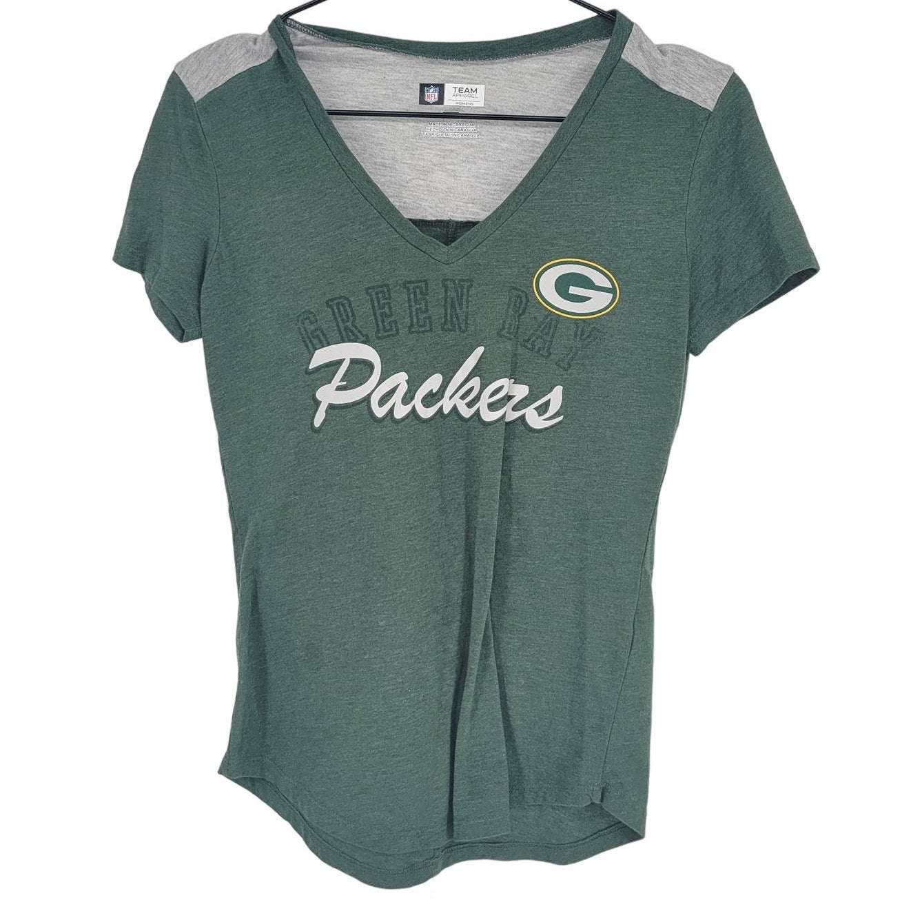 Green Bay Packers Womens Sz S Short Sleeve V Neck T Shirt NFL Team Apparel