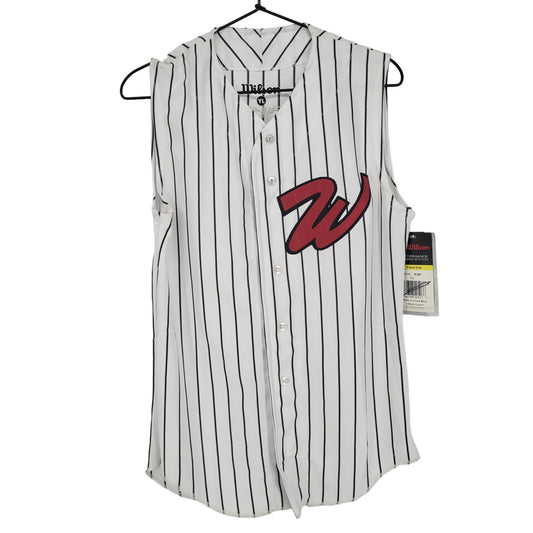 Wilson Youth Sz L Sleeveless Baseball Jersey Black White Striped NEW