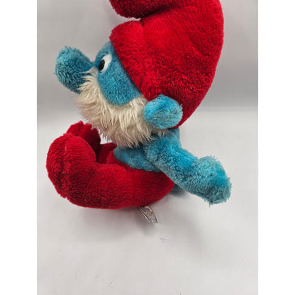 Vintage 1980s Wallace Berry Papa Smurf Plush Stuffed Animal Blue