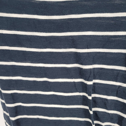 Abercrombie & Fitch Womens Sz S 3/4 Sleeve Striped T Shirt Navy Blue and White