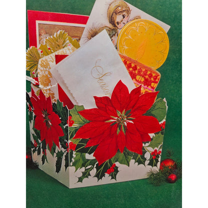 Vintage 1960s Hallmark Poinsettia Christmas Card Holder NEW