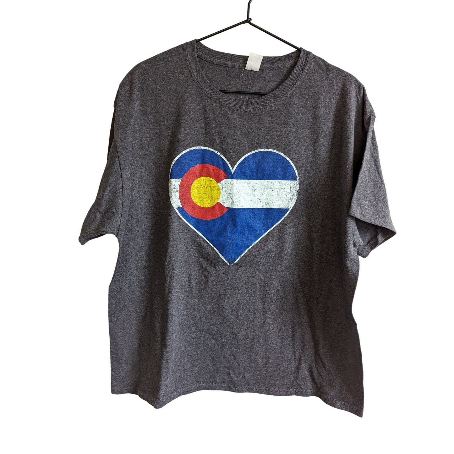 Womens Sz XXL Short Sleeve T Shirt Love Colorado Flag Heart