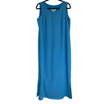 Plaza South Petite Womens 12P Maxi Dress Sleeveless Blue Cruise