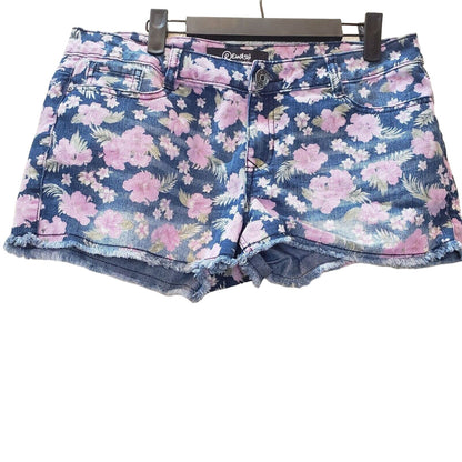 Rewash Juniors Sz 11 Cutoff Denim Blue Jean Shorts Pink Floral