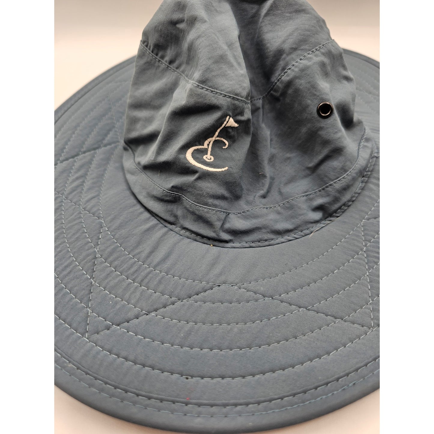 Mens Sz S Nylon Sun Hat Golf Logo Embroidered Slate Blue UVF