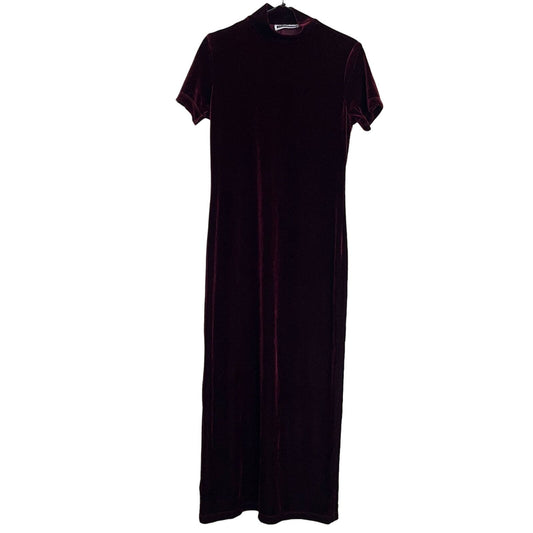 Vtg Y2K 2000s Maurices Womens Sz S Maxi Dress Red Burgundy Velvet