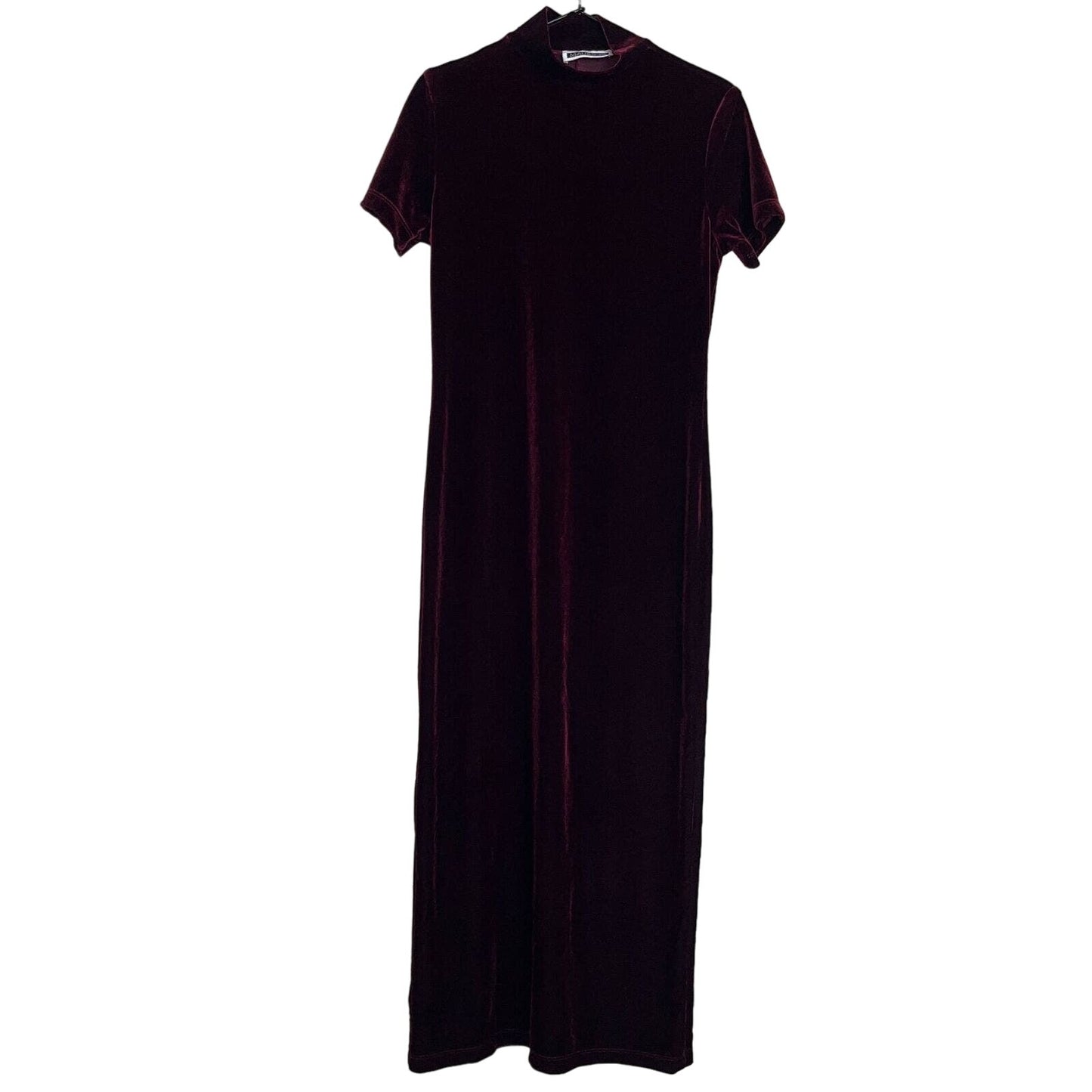 Vtg Y2K 2000s Maurices Womens Sz S Maxi Dress Red Burgundy Velvet