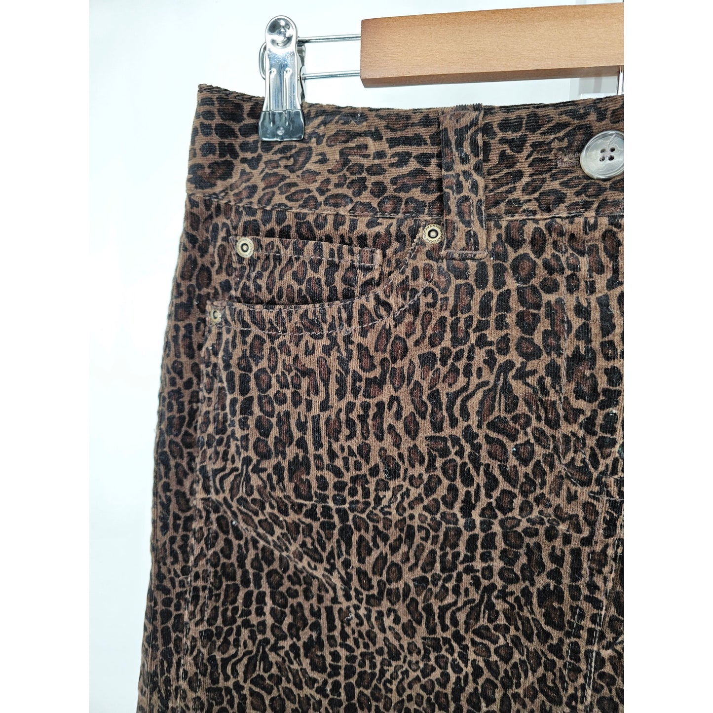 Ann Taylor Womens Sz 6 Leopard Print Corduroy Straight Skirt Brown