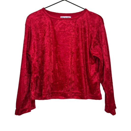 Vintage Chandio New York Womens Sz 1X Red Velvet Long Sleeve Shirt