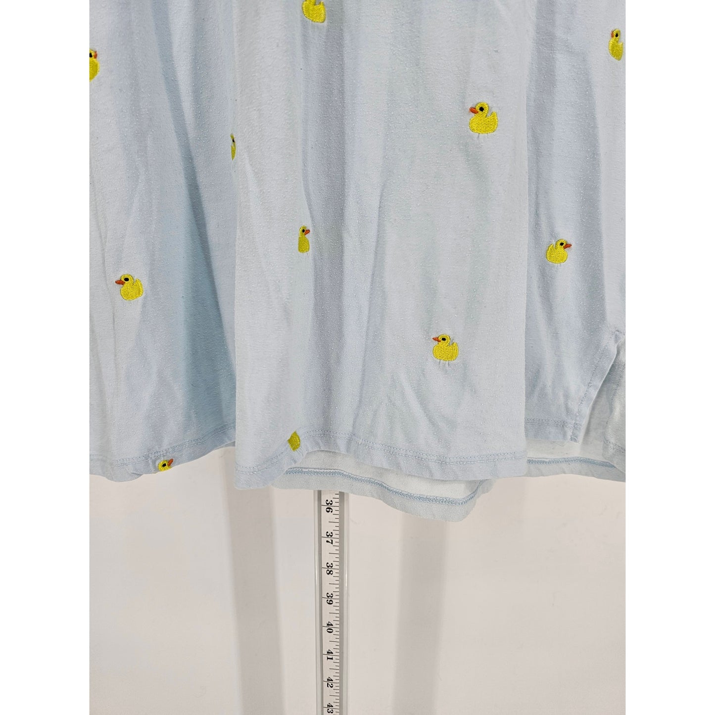 Secret Treasures Womens Sz L Knee Length Cotton Nightgown Blue Embroidered Ducks