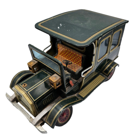 SH HORIKAWA TIN TOY CAR TACOT TOY ANTIQUE METAL TOLE LITHOGRAPHY JAPAN