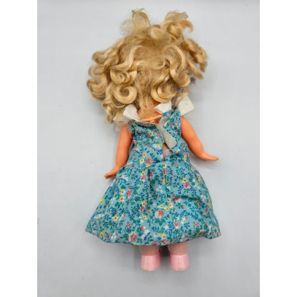 Vintage 1990s Mattel Wind Up Walking Baby Doll Blonde Hair Floral Dress