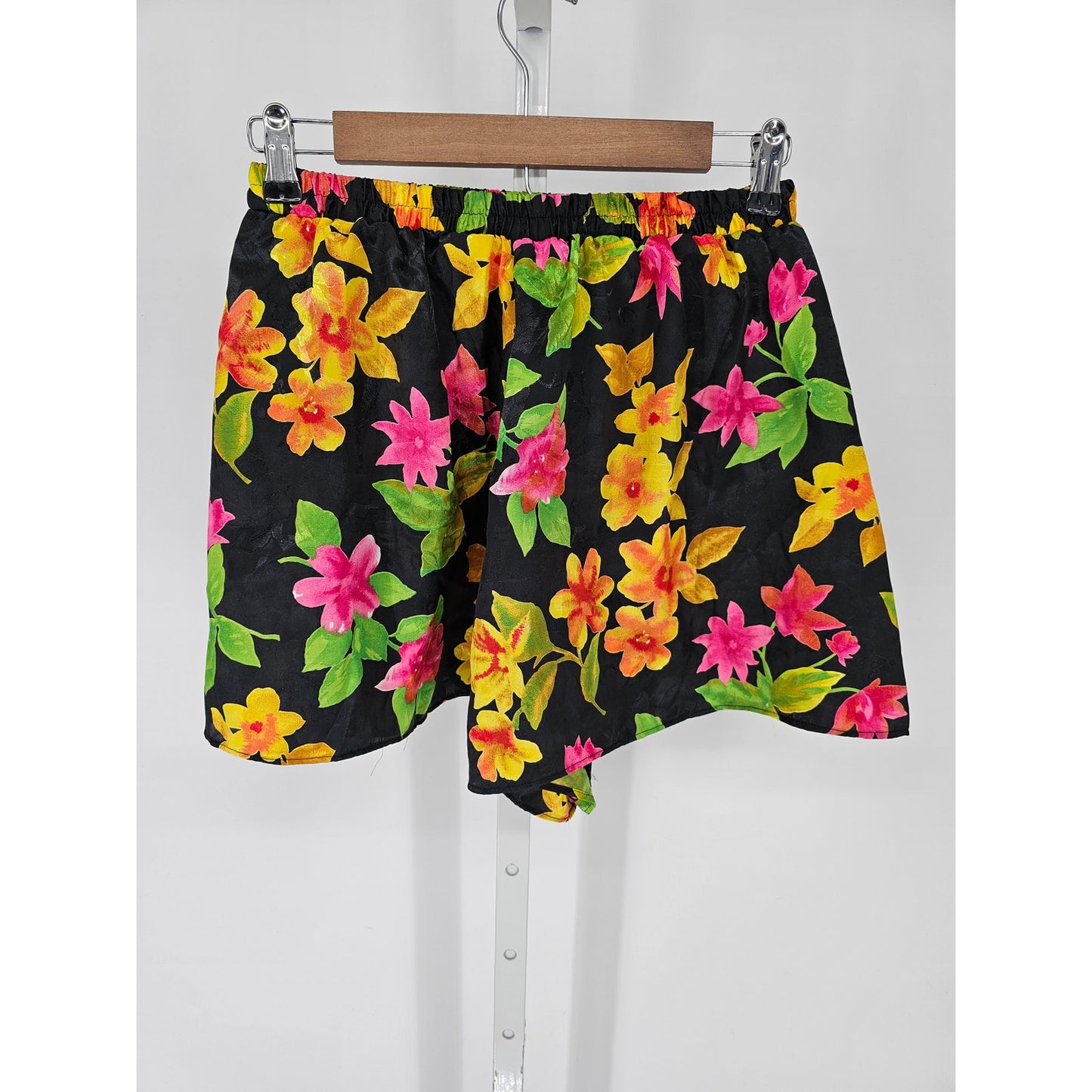 Vtg Victorias Secret Gold Label Womens Sz M Satin Sleep Shorts Bright Floral