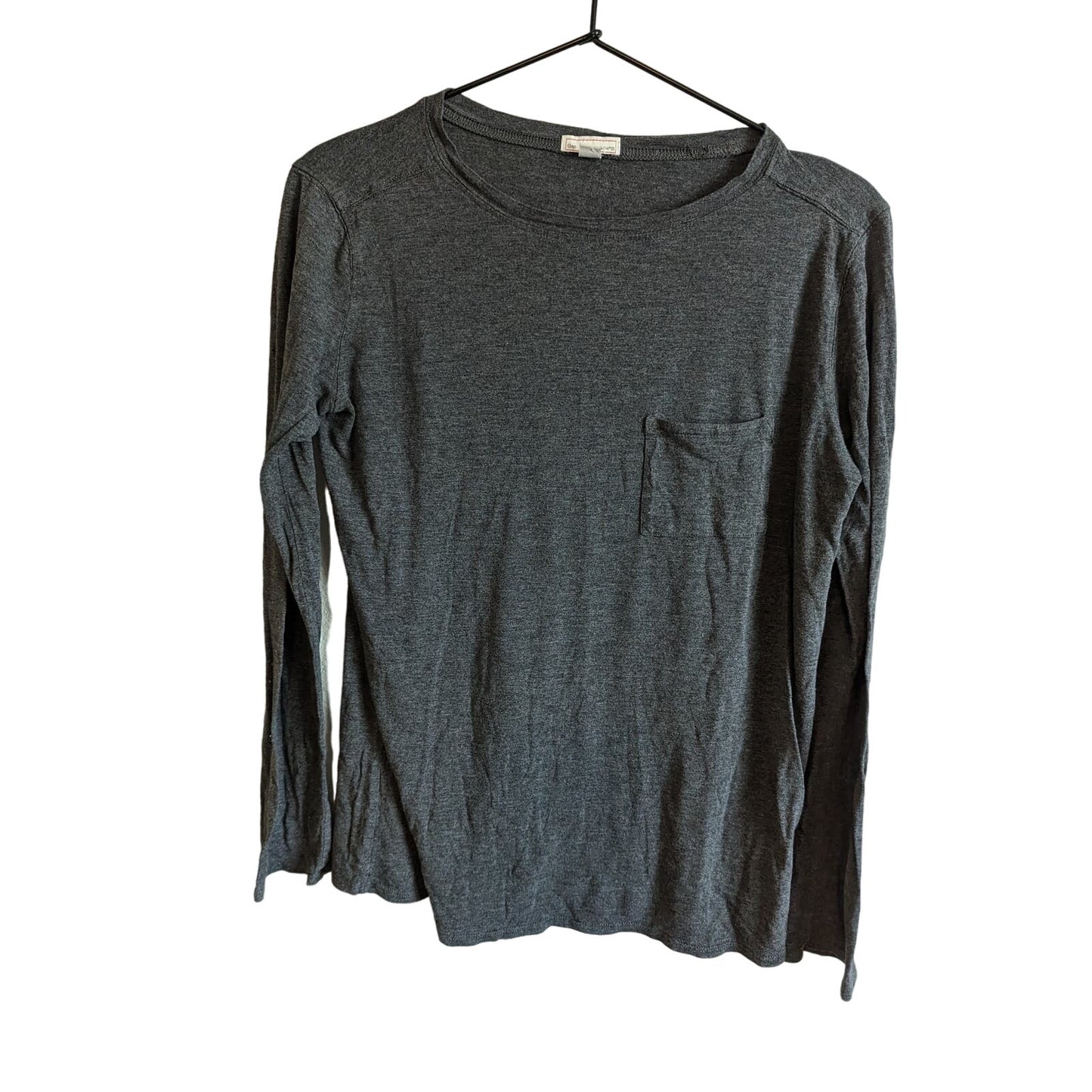 GAP Womens Sz S Long Sleeve Cotton T Shirt Charcoal Gray